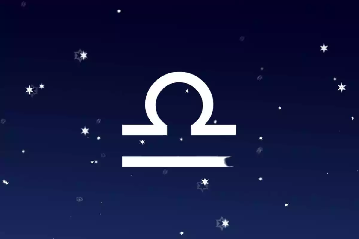 Signo del zodíaco Libra con un cielo con estrellas de fondo