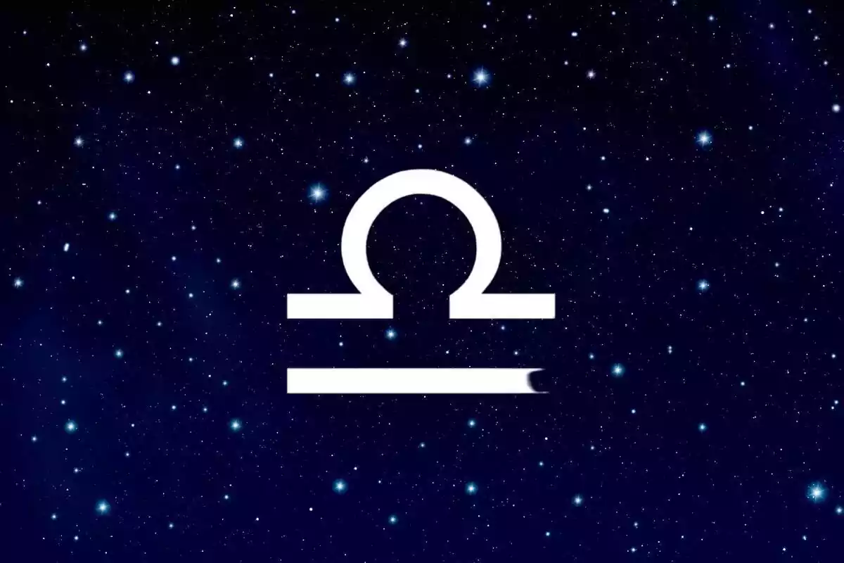 Signo del zodíaco Libra con un cielo con estrellas de fondo