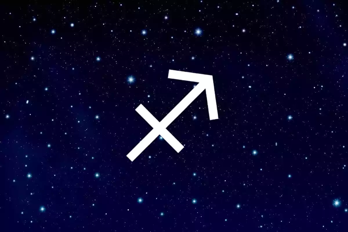 Signo del zodíaco Sagitario con un cielo con estrellas de fondo